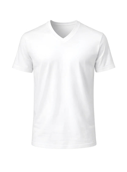 White v neck cotton t-shirt with short sleeves made of soft breathable cotton for casual wear