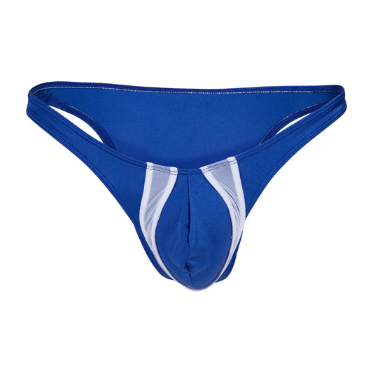 Cover male bikini for men cmi074 blue and white mesh trimmed thong with supportive contoured design