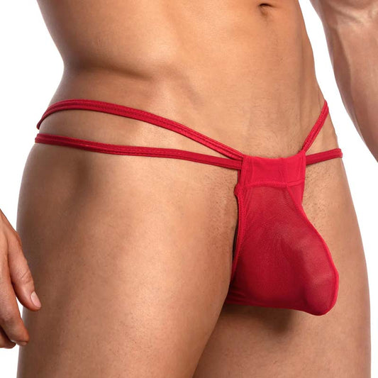 Bikini à double string en maille pour homme Rouge CMI038 Taille S