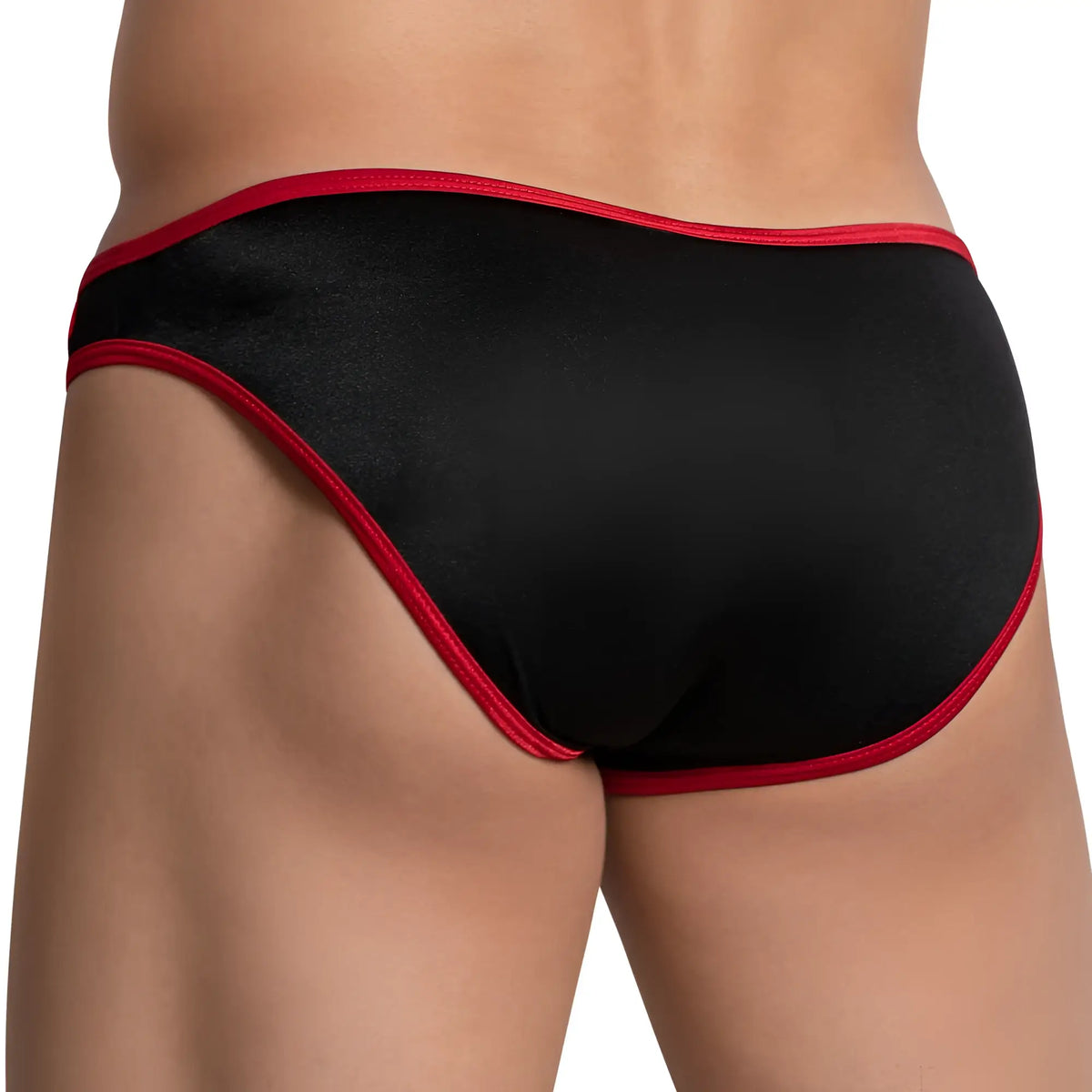 Black briefs with red trim cover male cmi051 bikini brief featuring a comfortable stretch fabric design