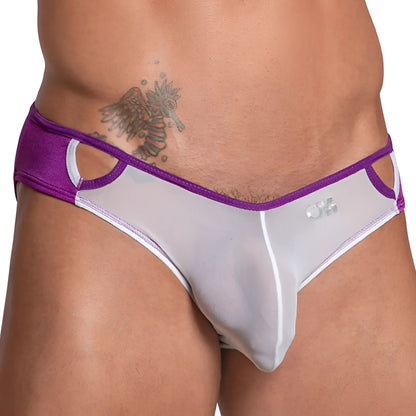 Cover male cmi055 exotic sheer bikini purple and white mesh briefs with sleek modern design for comfortable wear