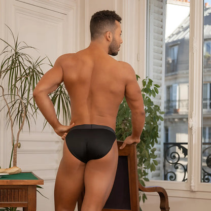 Black Cover Male CMJ035 briefs with smooth, form-fitting design offering comfortable, supportive daily wear