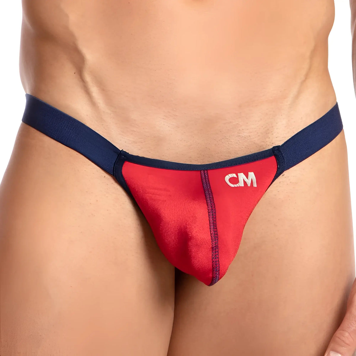 Cover Male CMK050 thong in red and navy blue with smooth stretchy fabric for comfortable everyday wear