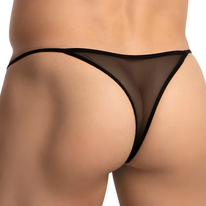 Cover Male CMK074 black mesh thong with a sleek minimalist design showing the back side of the product