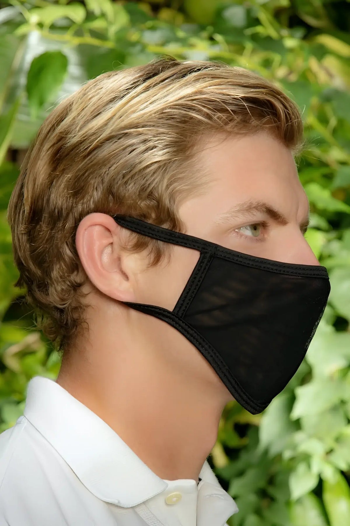 Black mesh face mask with elastic ear loops from cover male tap003 accessory for breathable protection