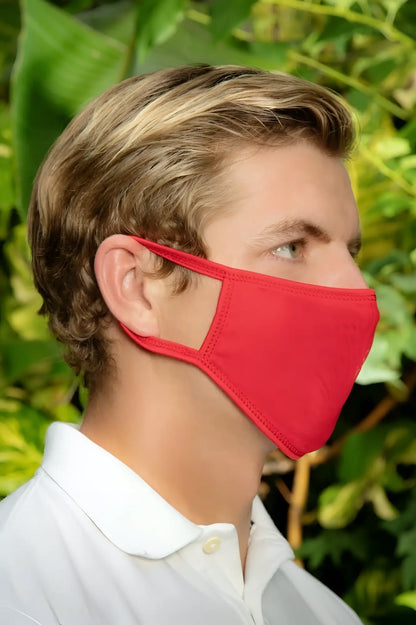 Red fabric face mask cover male TAP003 accessory with elastic ear loops for comfortable wear