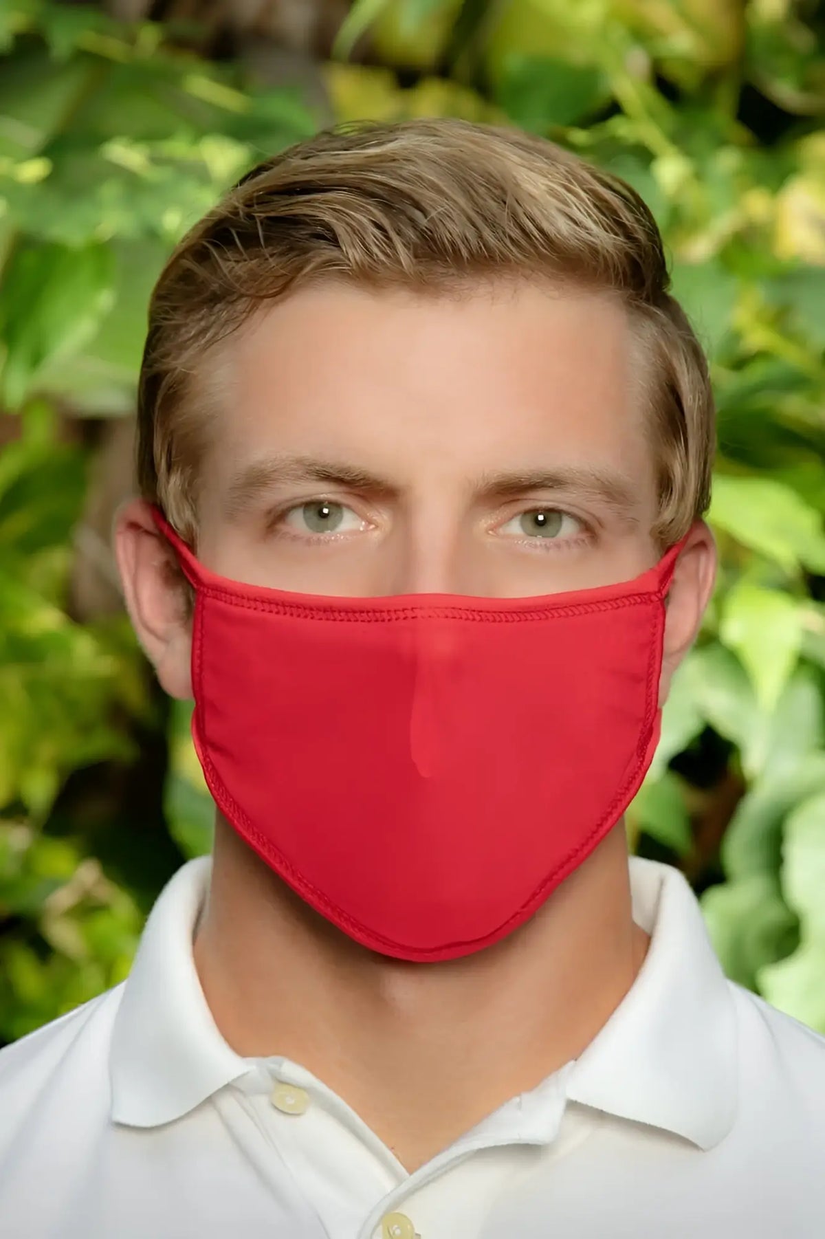 Cover Male TAP003 accessory vibrant red solid fabric face mask with neatly stitched edges for comfortable wear