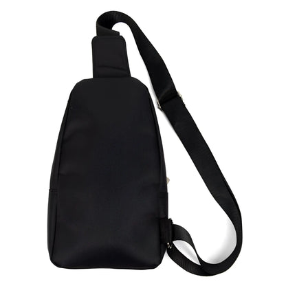Black nylon crossbody sling bag with adjustable strap and zippered closure for versatile everyday use