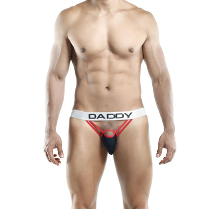 Black and red Daddy DDE007 jockstrap with white waistband made for support and comfort