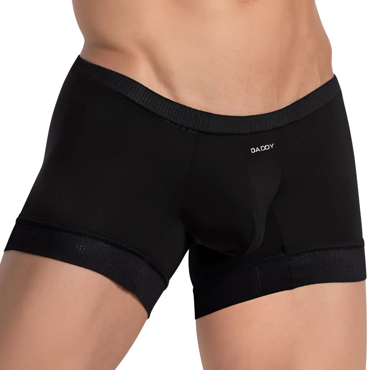 Black daddy brand menâ€™s boxer briefs daddyddg016 with textured waistband and leg openings for comfortable wear