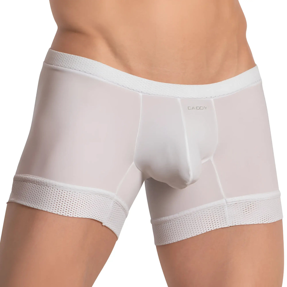 White daddy ddg016 boxer brief with mesh trim and smooth form-fitting design for comfortable everyday wear