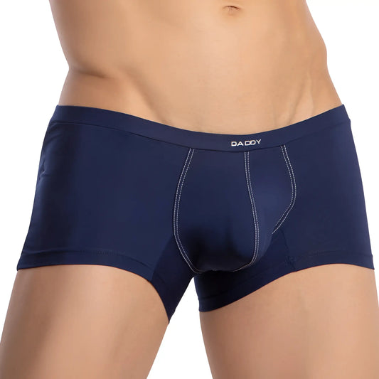 Navy blue daddy ddg020 boxer trunk briefs with white stitching along seams for comfortable daily wear