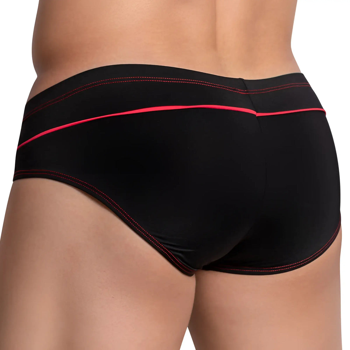 Daddy DDJ024 brief black underwear with bold red stitching on waistband and leg openings for stylish comfort