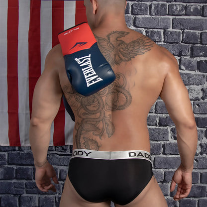 Red and navy blue Everlast boxing glove with white lettering shown from the back side in Daddy DDJ025 Brief product image