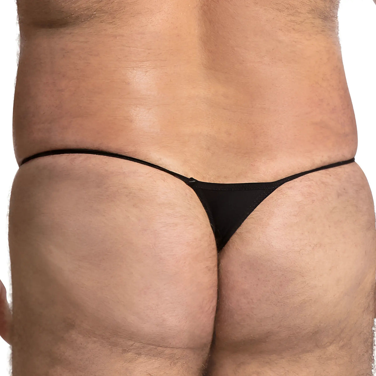 Black Daddy DDK035 thong with thin sleek straps and minimalist design shown from the back side