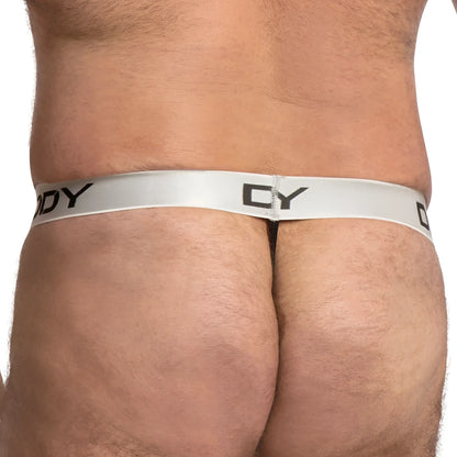 Daddy ddl008 g-string with white elastic waistband featuring black ody branding and a minimalist snug fit design