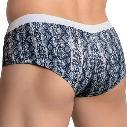 Daniel alexander dag010 brief in gray and black snake scale pattern with white elastic waistband