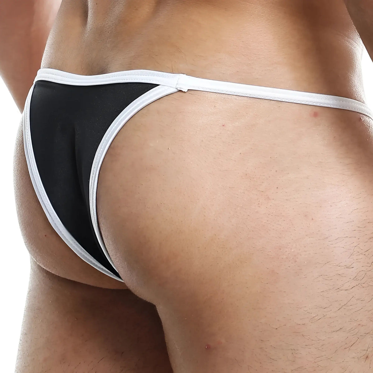 Daniel Alexander DAI057 bikini brief black thong with white trim showing the front side in soft fabric