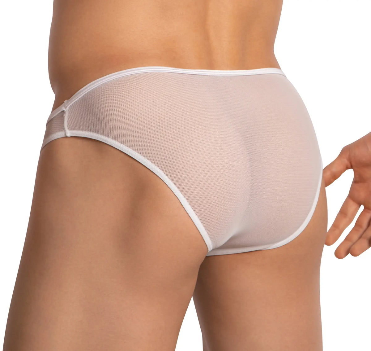Daniel alexander dai099 bikini brief white mesh briefs with smooth seamless design and white waistband trim