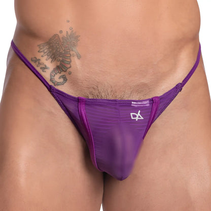 Purple mesh thong with subtle textured pattern and white logo on front by Daniel Alexander DAL047 G-String