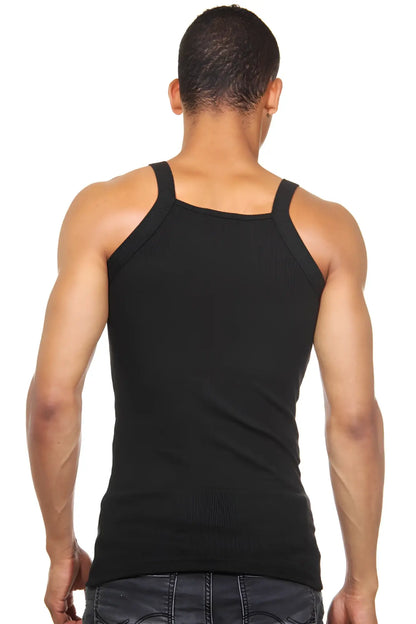 Darkzone strappy ribbed square neck tank top black with thin shoulder straps size S for casual wear