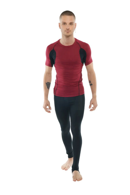 Designer raglan crew-neck tee brick with black accent short sleeve red and black athletic compression shirt for performance