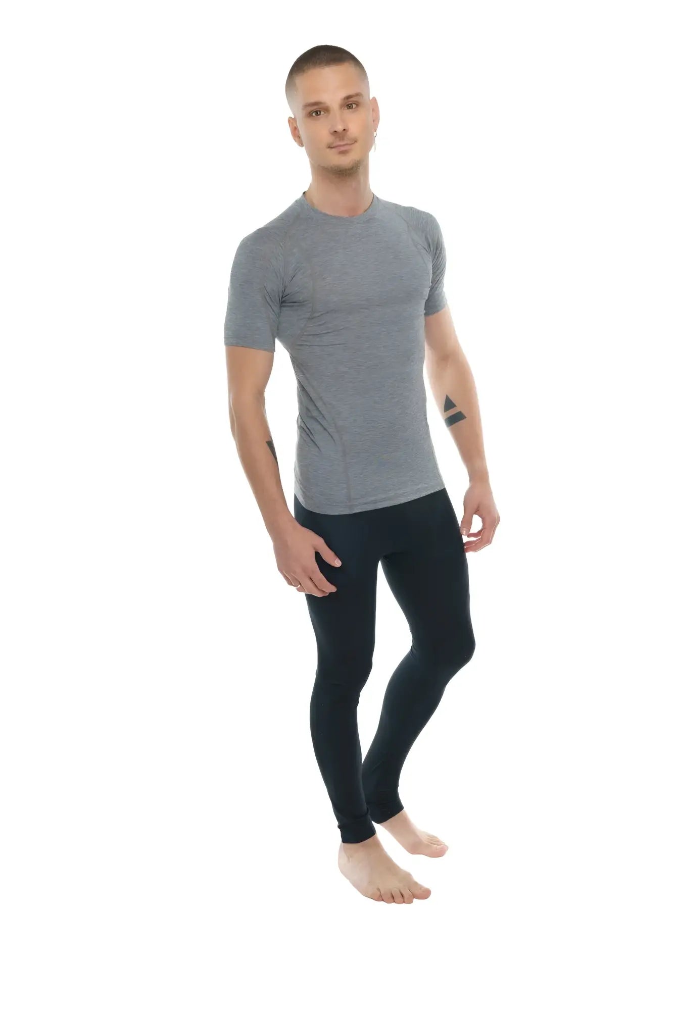 Designer raglan crew neck tee steel gray featuring a gray short sleeved athletic top with a subtle textured pattern