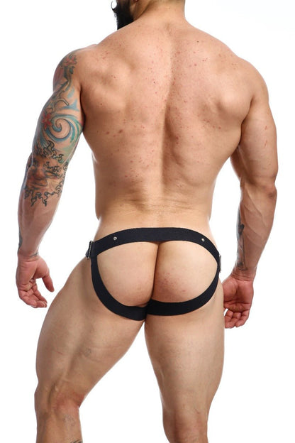 Black dngeon c-ring jockstrap athletic briefs with supportive contoured design for active wear