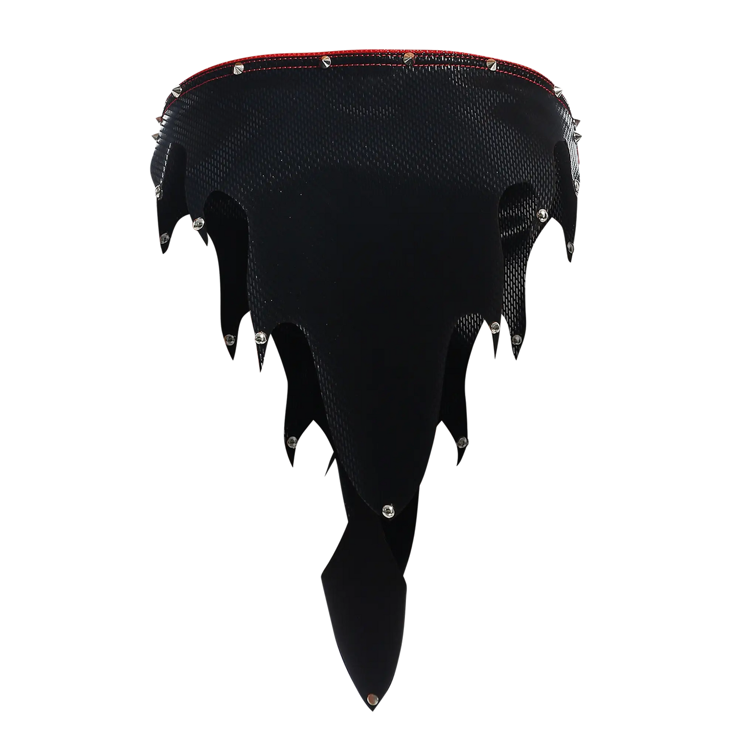 Black leather choker with red stitching and silver studs featured with dngeon fire skirt accessory