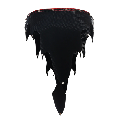 Black leather choker with red stitching and silver studs featured with dngeon fire skirt accessory