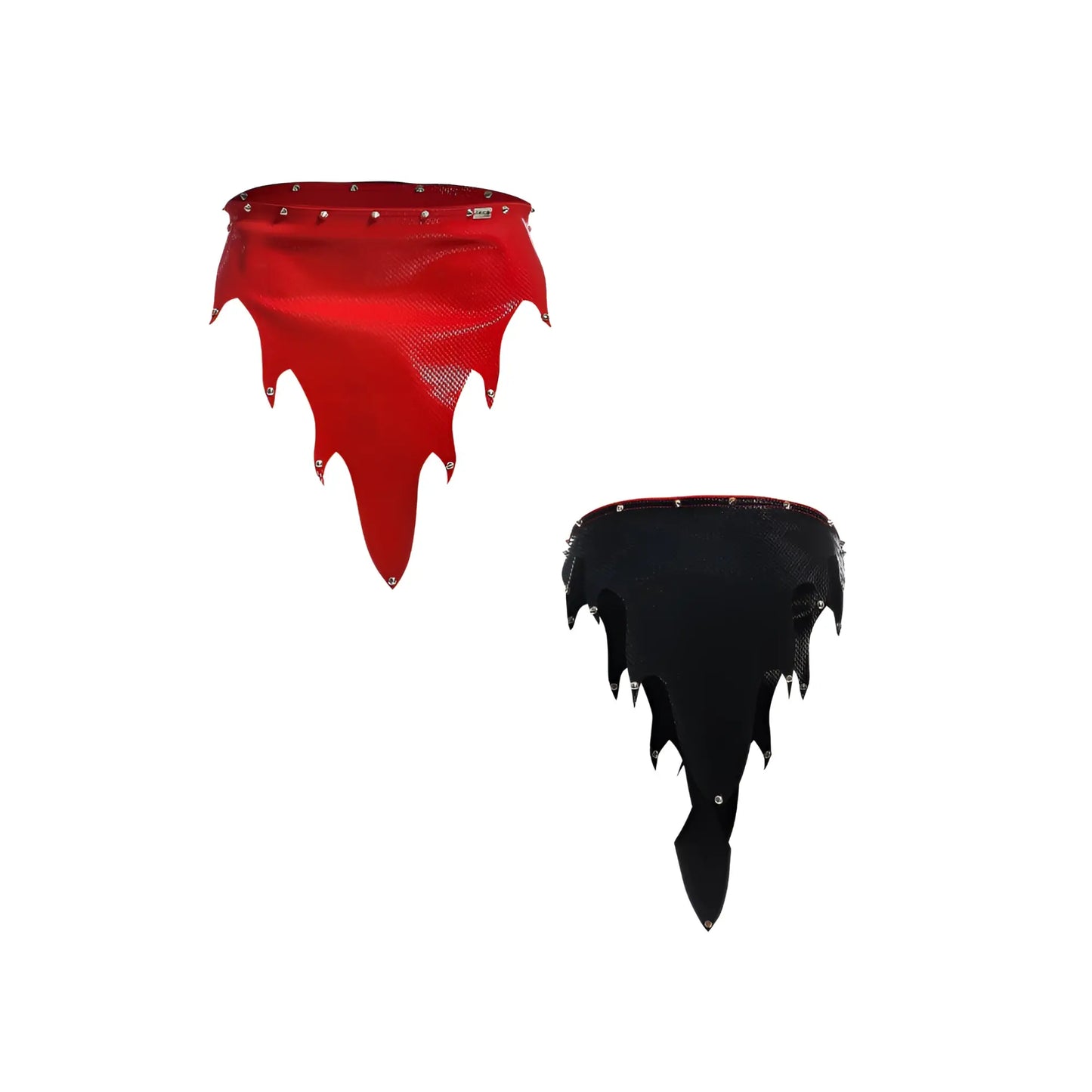 Dngeon fire skirt red and black spiked mesh skirt with jagged dripping design for edgy fashion looks