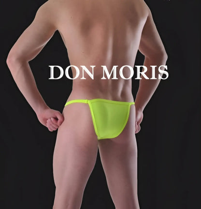 Bright neon yellow mesh briefs from don moris solid tanga underwear lime dm100211 size m front view