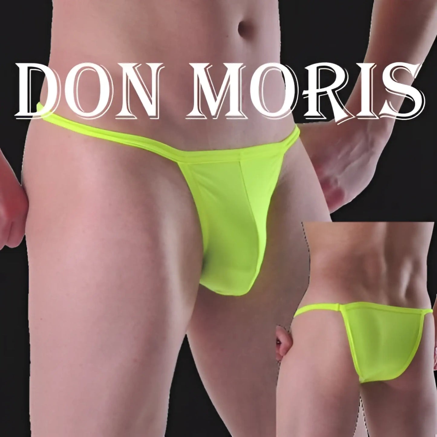 Neon green mesh thong underwear by don moris solid tanga lime dm100211 size m shown from the back side