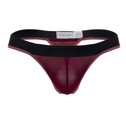 Doreanse 1012-brd borderline thong in sheer maroon fabric with black elastic waistband showing front side