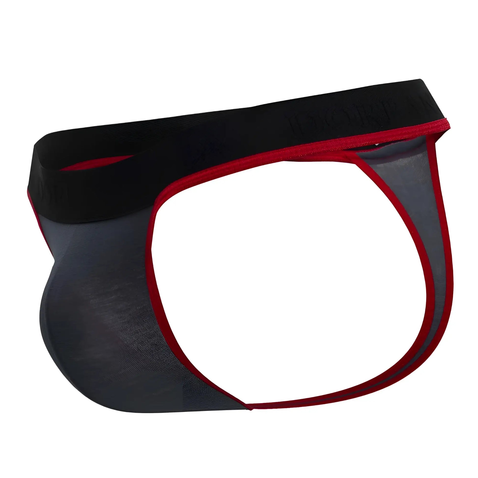 Black and red mesh briefs with solid black waistband from doreanse 1012-chr borderline thongs in charcoal color