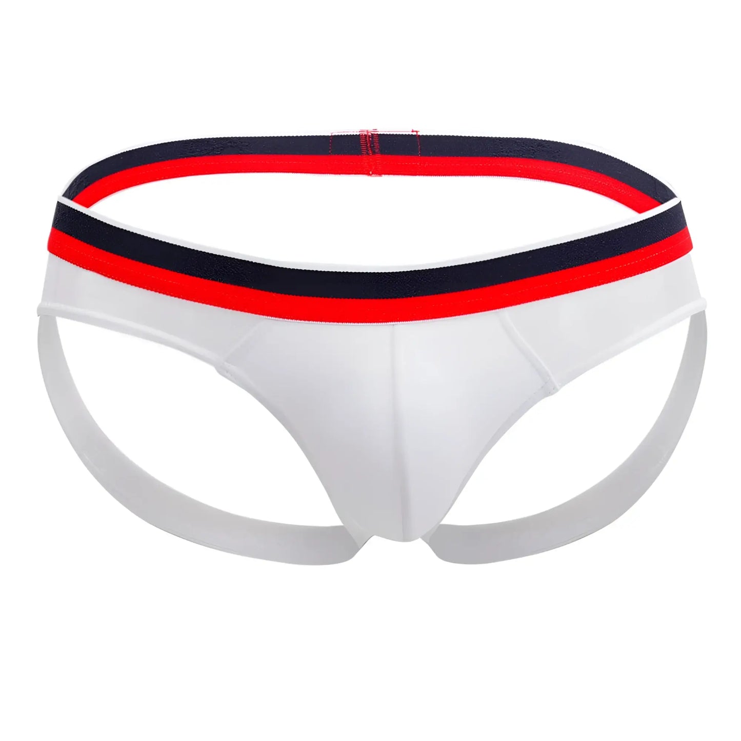 White doreanse 1212-wht metro jock athletic briefs with red and navy blue striped waistband for active wear