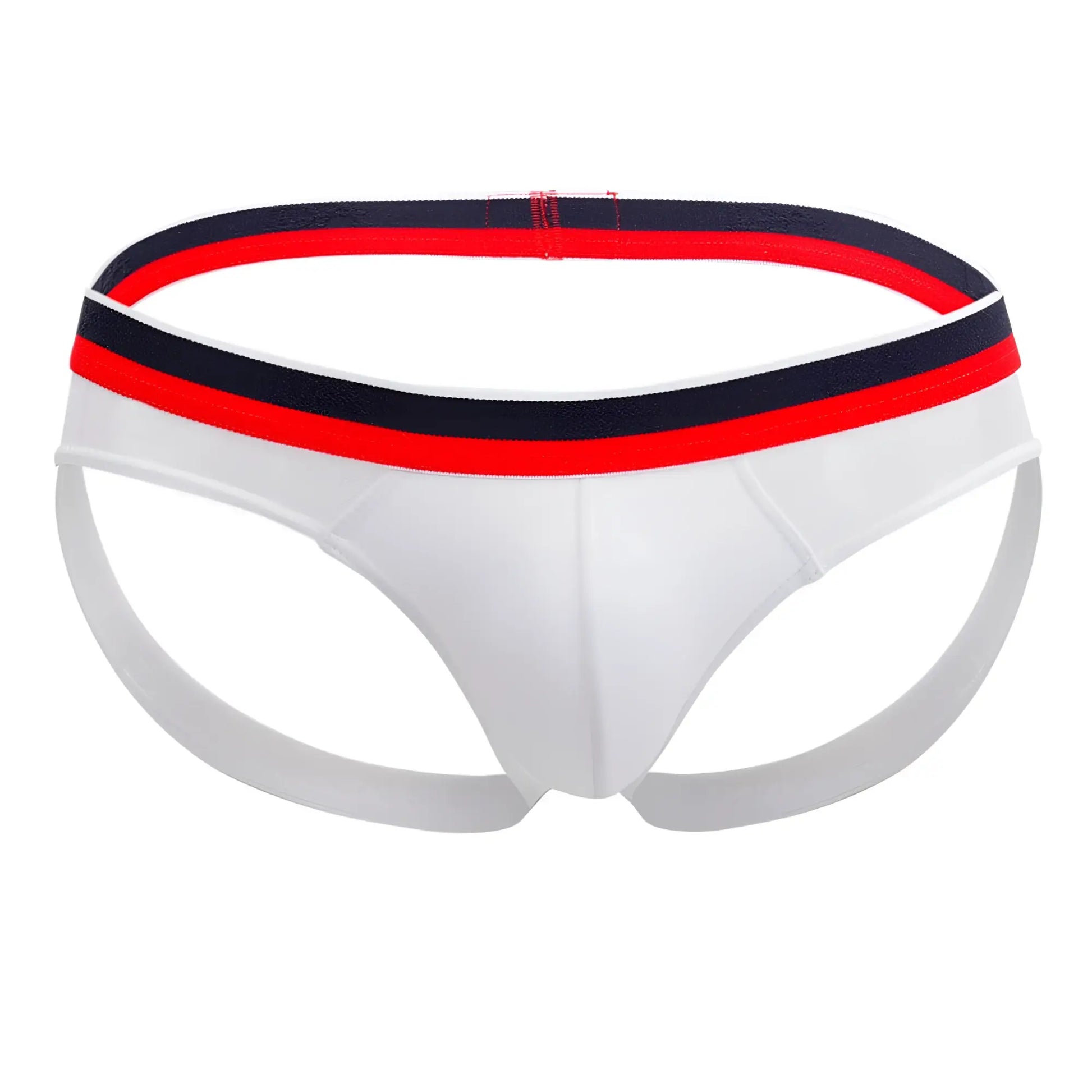 White doreanse 1212-wht metro jock athletic briefs with red and navy blue striped waistband for active wear