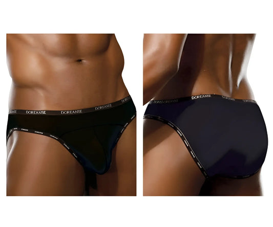 Black doreanse 1215-blk naked bikini men’s briefs with branded elastic waistband and side ties