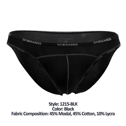 Black doreanse 1215-blk naked bikini briefs made from modal cotton and lycra blend shown from the front