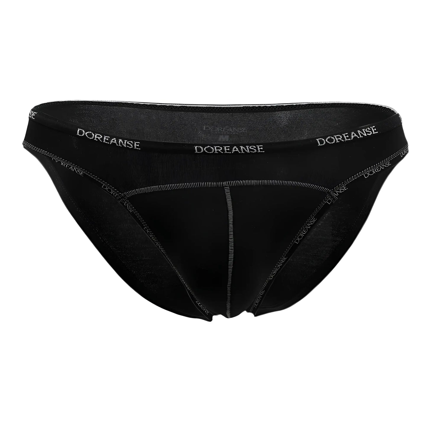Black doreanse 1215-blk naked bikini briefs with subtle textured fabric and white branding on the waistband