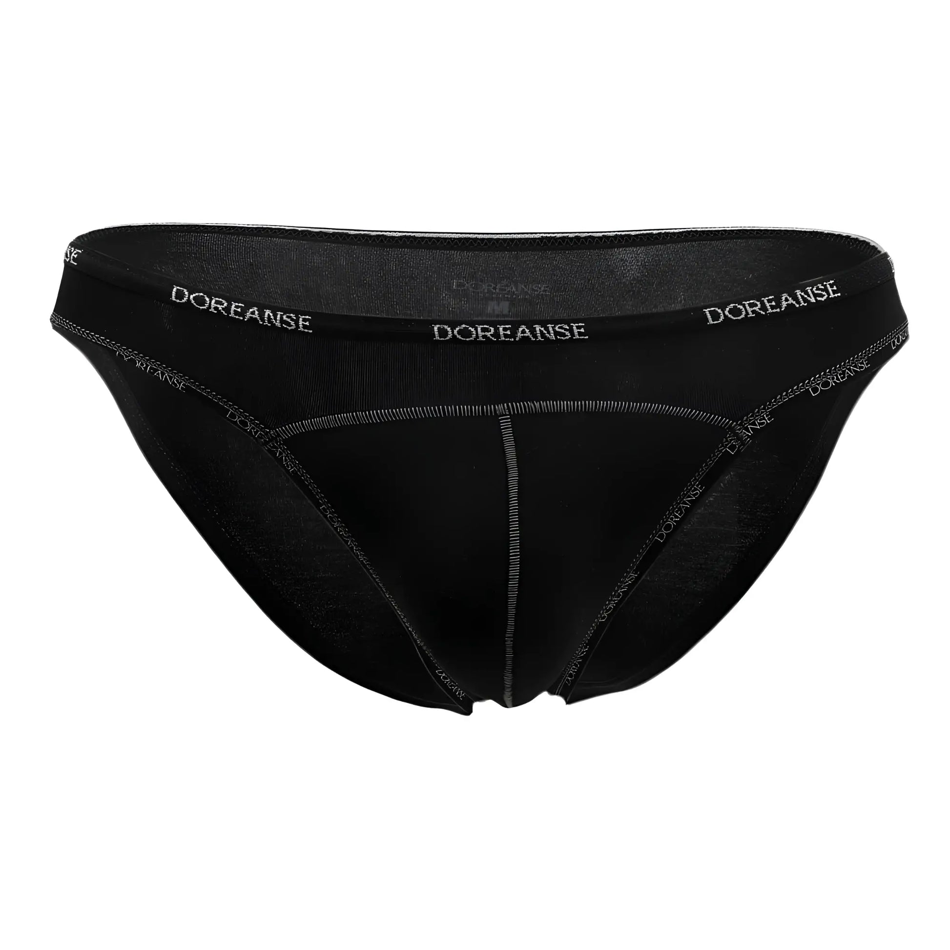 Black doreanse 1215-blk naked bikini briefs with subtle textured fabric and white branding on the waistband