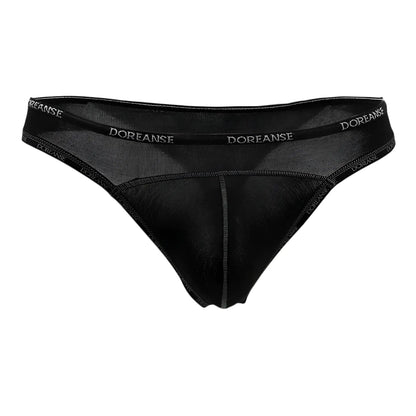 Black doreanse 1216-blk naked thong with sheer mesh design and elastic waistband for men