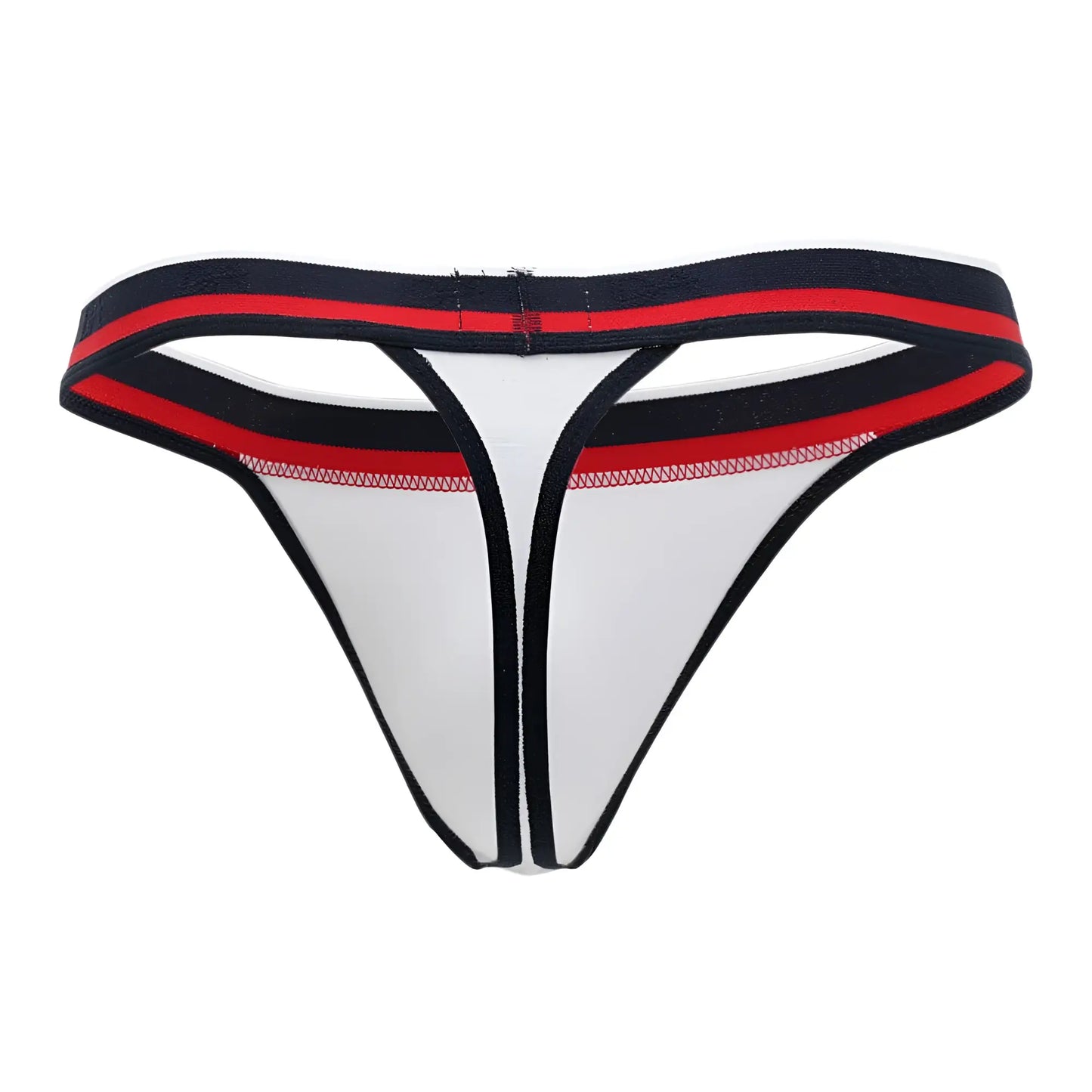 White Doreanse metro thong with black and red trim featuring a sleek and minimal design