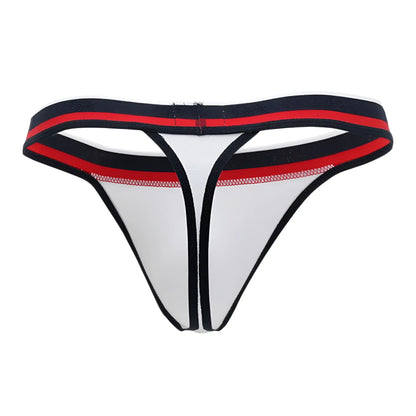White Doreanse metro thong with black and red trim featuring a sleek and minimal design