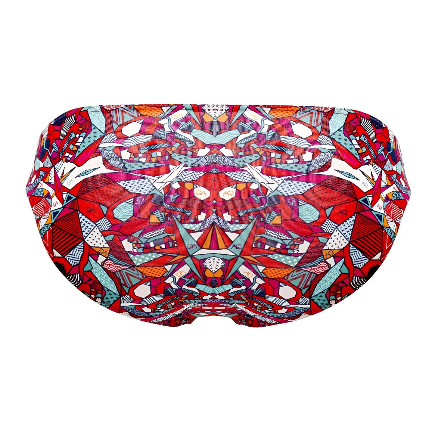 Doreanse 1243-PRN pop art bikini color printed swim cap with vibrant red teal and white geometric patterns