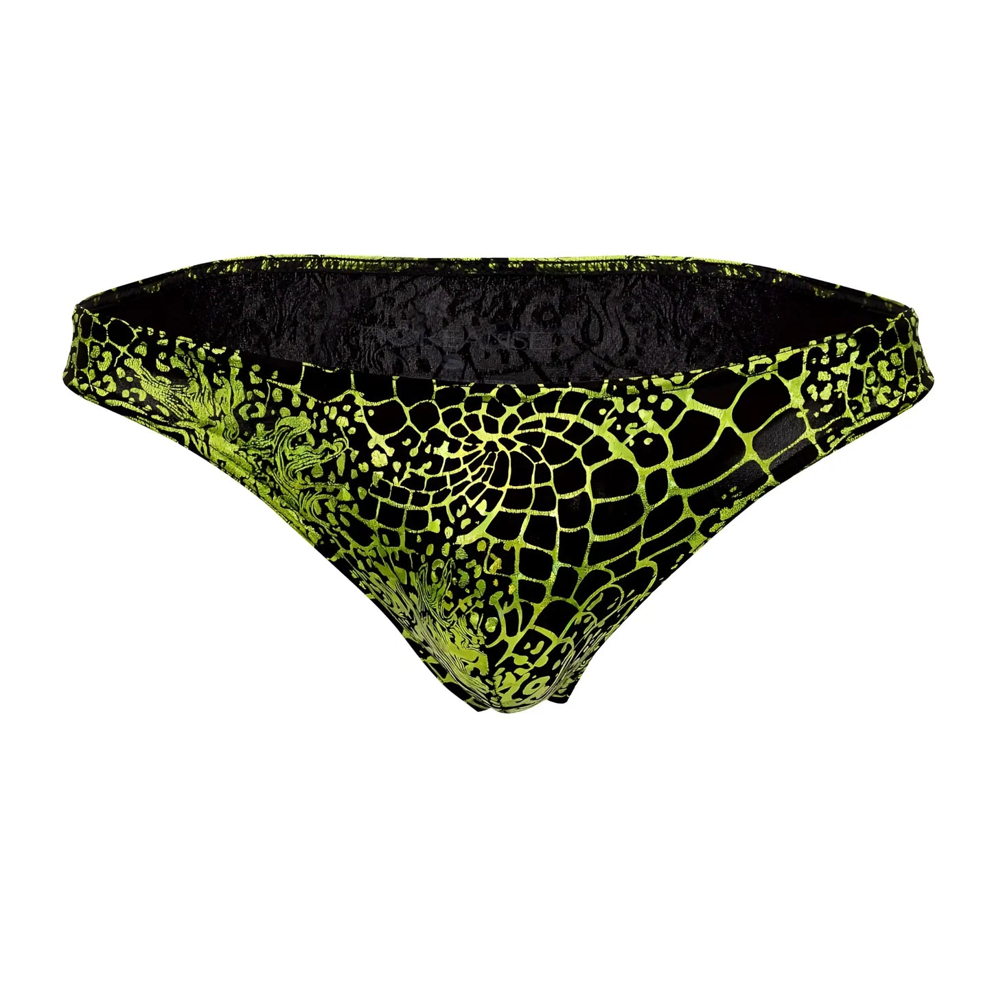 Doreanse 1257-prn space venom briefs lime green and black patterned bikini bottom with textured scale-like design back side