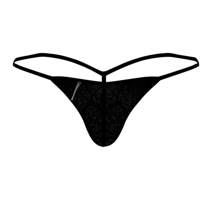 Black lace thong with textured glittery fabric and thin elastic straps from Doreanse 1260-PRN Space Venom thongs color printed