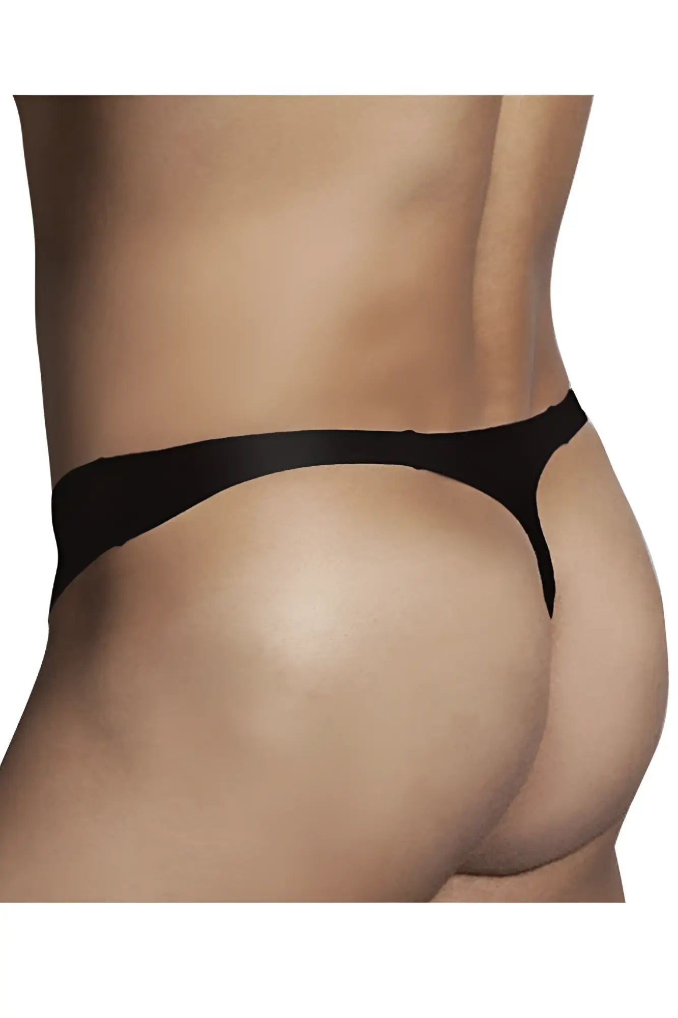 Black Doreanse 1280-BLK hang-loose thong made of smooth stretchy fabric with a sleek minimalist design front view