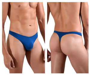Blue thong made of smooth stretchy fabric from doreanse 1280-blu hang-loose thongs collection shown from back side