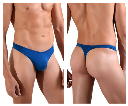 Blue thong made of smooth stretchy fabric from doreanse 1280-blu hang-loose thongs collection shown from back side